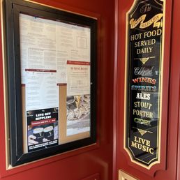 Menu at the front entrance