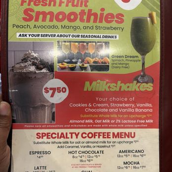 The Peachtree Cafe - Menu (specialty drinks) - Breakfast & Brunch Near Me - Lawrenceville, Georgia
