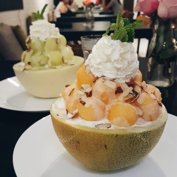 KrungThep Tea Time - Melon and cantaloupe ball ice cream bowls! Makes you feel less guilty about the ice cream :) - Tea Rooms Near Me - Winter Park, Florida KrungThep Tea Time - Melon and cantaloupe ball ice cream bowls! Makes you feel less guilty about the ice cream :) - Tea Rooms Near Me - Winter Park, Florida