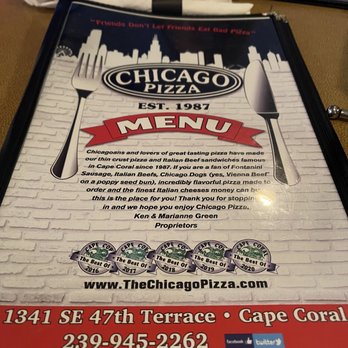 Chicago Pizza - Location address on menu - Pizza Near Me - Cape Coral, Florida Chicago Pizza - Location address on menu - Pizza Near Me - Cape Coral, Florida