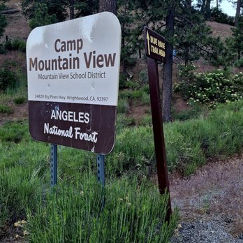 Blue Ridge Trail - Trailhead sign is behind camp sign - Hiking Near Me - Wrightwood, California