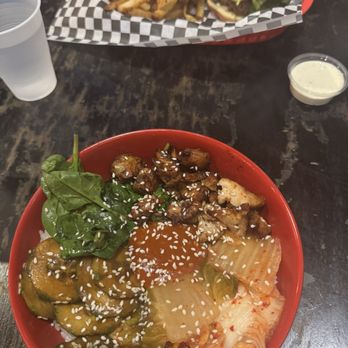 Three Muses - Ms. Moon's Bulgogi Rice Bowl and a burger - Jazz & Blues Near Me - New Orleans, Louisiana Three Muses - Ms. Moon's Bulgogi Rice Bowl and a burger - Jazz & Blues Near Me - New Orleans, Louisiana