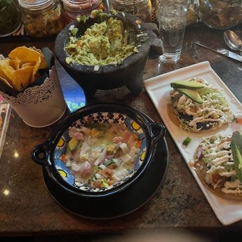 Maria's Bistro Mexicano - Ceviche Acapulco   Tostadas and Guacamole and Chips - Mexican Near Me - Brooklyn, New York