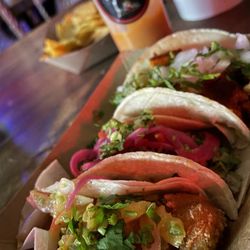 Takeria - Fish  (pescao') carnitas and Al pastor tacos