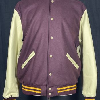 K and W Printing - Windsor High School Letter Jacket with leather sleeves and standup collar - Screen Printing/T-Shirt Printing Near Me - Windsor, Colorado K and W Printing - Windsor High School Letter Jacket with leather sleeves and standup collar - Screen Printing/T-Shirt Printing Near Me - Windsor, Colorado