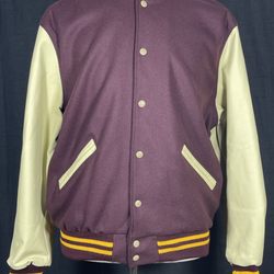 K and W Printing - Windsor High School Letter Jacket with leather sleeves and standup collar