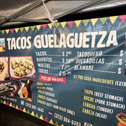 Tacos Guelaguetza - Menu 8/30/23
