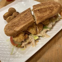 K & S Seafood Bar & Grill - Shrimp po boy with hush puppies