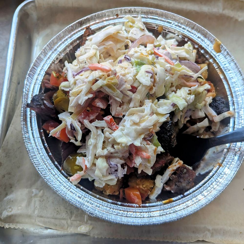 The loaded totchos with burnt ends