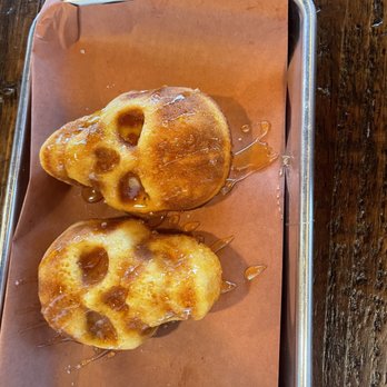 Apocalypse BBQ - the cornbread is drizzled with honey and is in a skull shape- very cool and very delicious. - Food Trucks Near Me - Miami, Florida