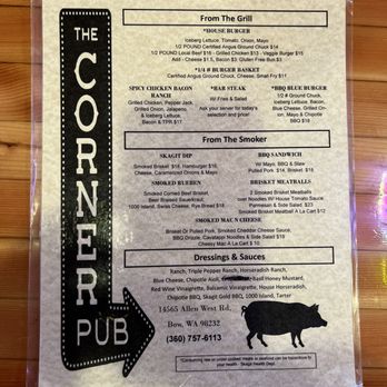 The Corner Pub - Menu - American Near Me - Bow, Washington