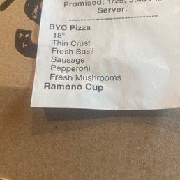 the order for the pizza