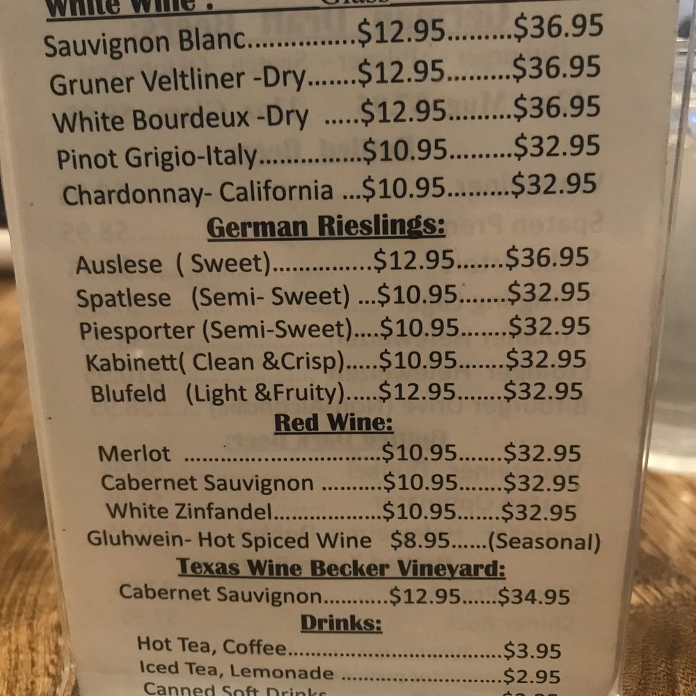 Der Lindenbaum - Drinks - German Near Me - Fredericksburg, Texas