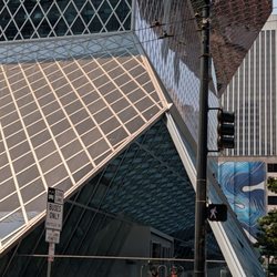 Seattle Public Library - Central Library - Kids outside the main entrance