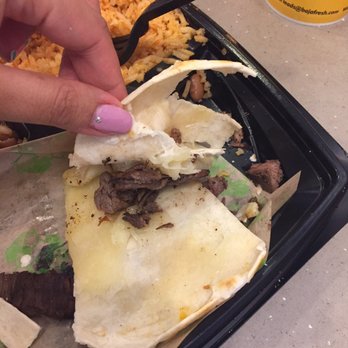 Baja Fresh - You can tell where the cheese was already cooked and stuff to the Tortilla and how they just barely added some dry steak to it. - Mexican Near Me - Granda Hills, California Baja Fresh - You can tell where the cheese was already cooked and stuff to the Tortilla and how they just barely added some dry steak to it. - Mexican Near Me - Granda Hills, California