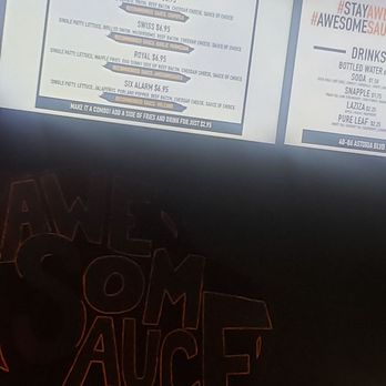 AwesomeSauce - basically their menu...nothing printed - Burgers Near Me - Astoria, New York