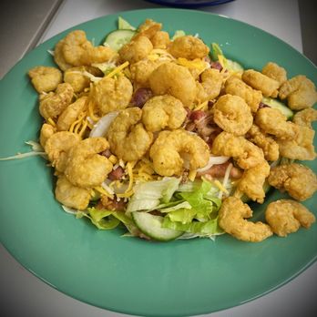 Big Dill Grill - Mr. Ray's Big Dill Salad Topped w/ Golden Fried Shrimp - Salad Near Me - Kershaw, South Carolina Big Dill Grill - Mr. Ray's Big Dill Salad Topped w/ Golden Fried Shrimp - Salad Near Me - Kershaw, South Carolina