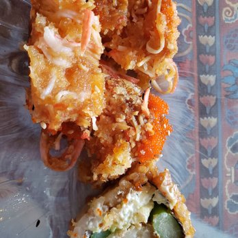 Amarit Thai Restaurant - Monster Roll dissected- topping was mushy and tasted of bad oil - Thai Near Me - Palm Harbor, Florida