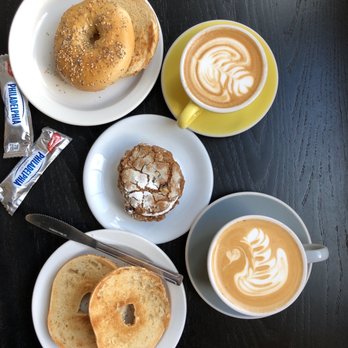 Fuego Coffee Roasters - Cappuccino, latté, bagels, and oatmeal-cream cookie. - Coffee Roasteries Near Me - Rochester, New York