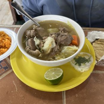Caldos El Giro - Caldo de Res with a side of rice and tortillas - Mexican Near Me - Wyoming, Michigan