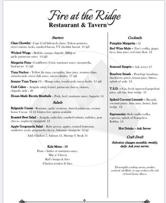 Menu photo 8 Fire At The Ridge Middlefield, CT Menu photo 8 Fire At The Ridge Middlefield, CT
