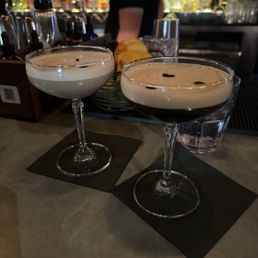Espresso martinis, one with cream