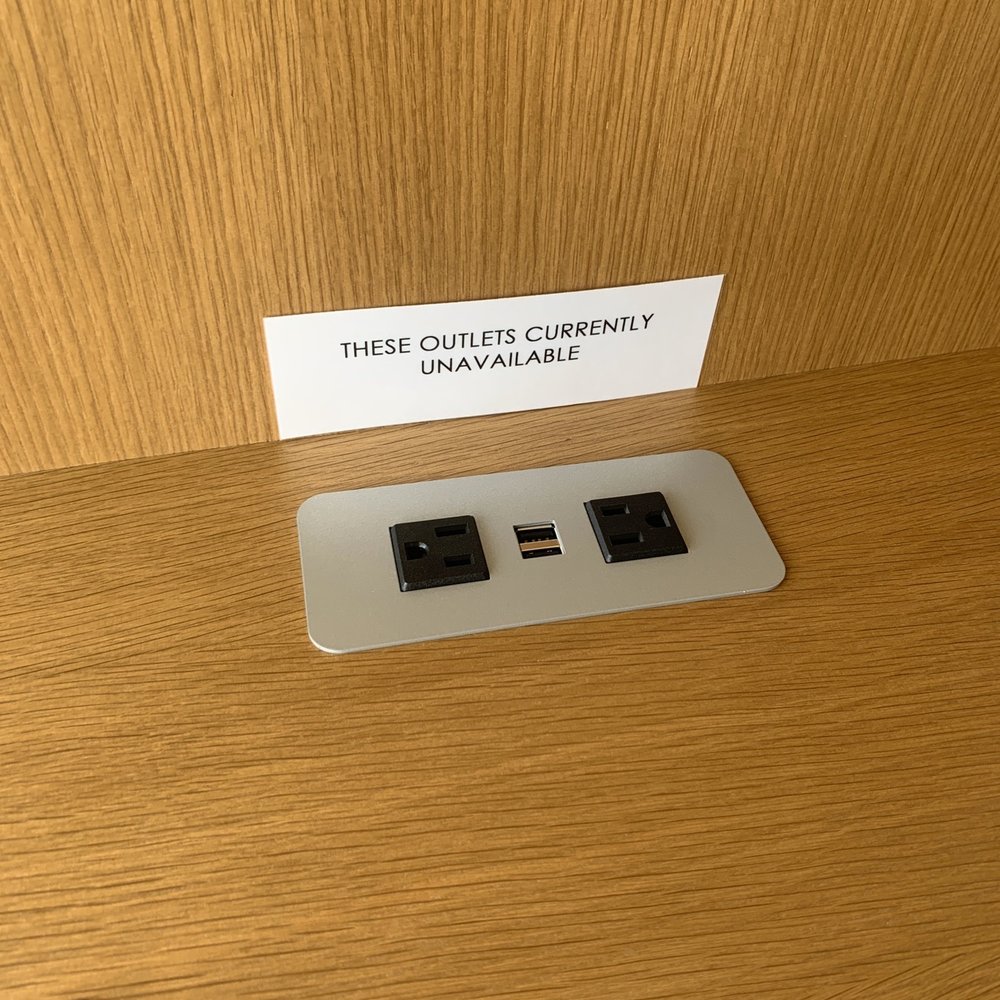 Every table has a note like this = no working outlets