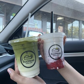 Egghead Sando Cafe - Honey Matcha, Strawberry Hojicha Latte - Sandwiches Near Me - San Jose, California