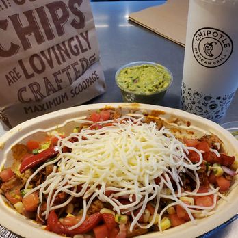 Chipotle Mexican Grill - Chicken Al Pastor bowl and a side of guac and chips - Mexican Near Me - Slidell, Louisiana