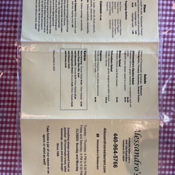 Alessandro's - Menu - Italian Near Me - Ashtabula, Ohio