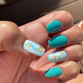 NJ Pamper Hands - Marble acrylics w/gold and glitter. - Nail Salons Near Me - Indianapolis, Indiana