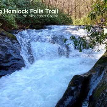 Hemlock Falls Trail - Another significant secondary waterfall... see the people? - Hiking Near Me - Clarkesville, Georgia