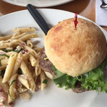 Wild Wheat - Lamb burger with pasta salad - Breakfast & Brunch Near Me - Kent, Washington Wild Wheat - Lamb burger with pasta salad - Breakfast & Brunch Near Me - Kent, Washington