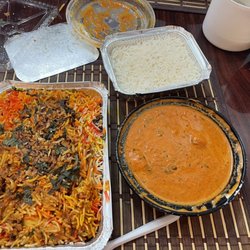Indian Groceries - Chicken Biryani, butter chicken and white rice