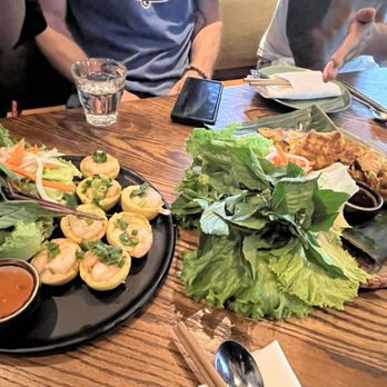 Anh and Chi - Left: prawn cakes  Right: crepe - Vietnamese Near Me - Vancouver, British Columbia