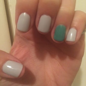 Hands and Feet Nail Spa - Grey and teal gel manicure - Nail Salons Near Me - Carson, California