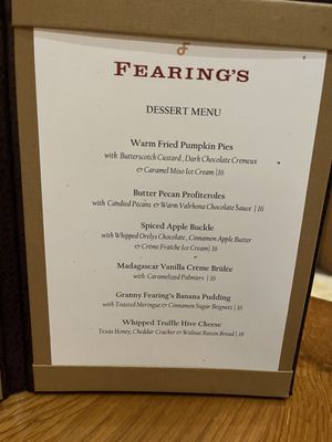 Menu photo 1 Fearing's Restaurant Dallas, TX