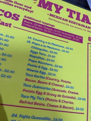 Menu photo 1 My Tias San Antonio, TX Menu photo 1 My Tias San Antonio, TX