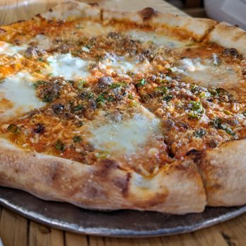 Pizzeria Mercato - Salsiccia pizza. $19.50. Vodka sauce, Pecorino, fennel sausage, scallion. - Pizza Near Me - Carrboro, North Carolina Pizzeria Mercato - Salsiccia pizza. $19.50. Vodka sauce, Pecorino, fennel sausage, scallion. - Pizza Near Me - Carrboro, North Carolina
