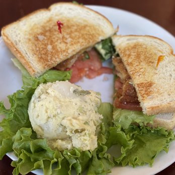 Castroville Cafe - Schnitzel Sandwich parked with potato salad - Cafes Near Me - Castroville, Texas