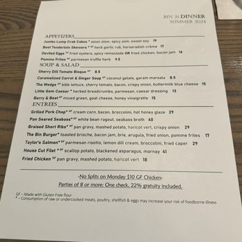 Bin 35 Bistro - Menu - New American Near Me - Tulsa, Oklahoma