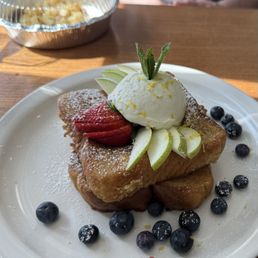 Lemon french toast with whipped cream & lemon zest