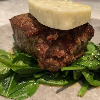 The Good Plate - Beef Filet Mignon: 8oz filet mignon, sautéed spinach, roasted potatoes, herbed gournay butter - New American Near Me - Las Vegas, Nevada The Good Plate - Beef Filet Mignon: 8oz filet mignon, sautéed spinach, roasted potatoes, herbed gournay butter - New American Near Me - Las Vegas, Nevada