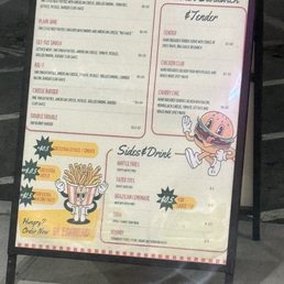 Menu board on sidewalk Menu board on sidewalk