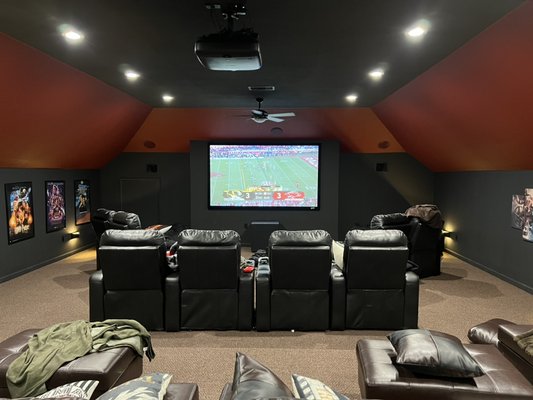 Home Theater Design And Installation - We design and install the very best custom home theaters with 4K and 8K laser projectors. We match the Big Box Store pricing so you will GET more without paying more
