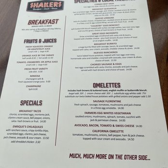 Shakers - Menu pt2 June 2022 - Diners Near Me - South Pasadena, California
