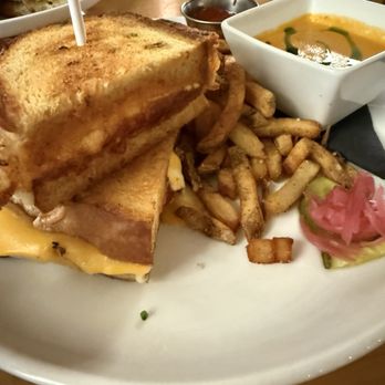 Restaurant IRON - Sourdough Grilled Cheese with tomato bisque - Southern Near Me - Pensacola, Florida