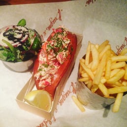 Lobster roll, chips and salad Lobster roll, chips and salad