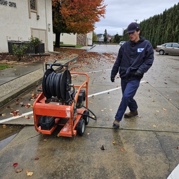 Faith Mechanical - We service commercial Church communities. Here we are clearing a sewer line with a water jetter. - Plumbing Near Me Faith Mechanical - We service commercial Church communities. Here we are clearing a sewer line with a water jetter. - Plumbing Near Me