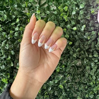 Rendezvous Nails & Spa - Almond french manicure with pearl powder - Nail Salons Near Me - San Marcos , California Rendezvous Nails & Spa - Almond french manicure with pearl powder - Nail Salons Near Me - San Marcos , California